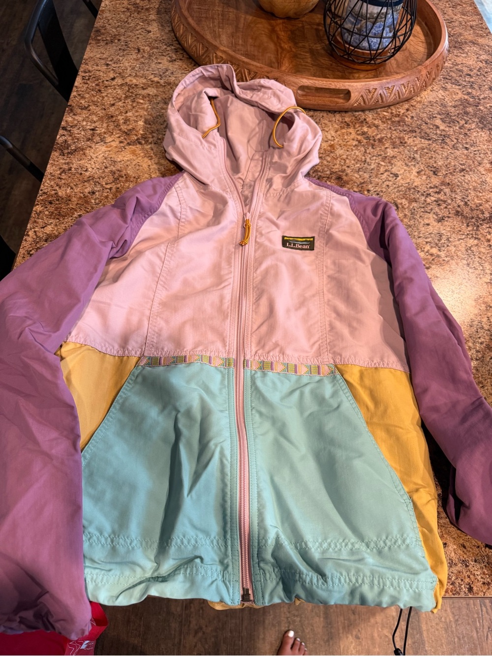 L.L. Bean Women’s Colorblock Hooded Jacket - Pastel Pink & Purple